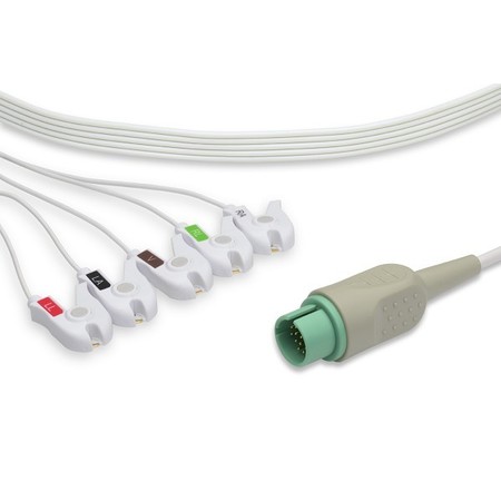 CABLES & SENSORS Spacelabs Disposable Direct-Connect ECG Cable - 5 Leads Pinch/Grabber C2596DP0